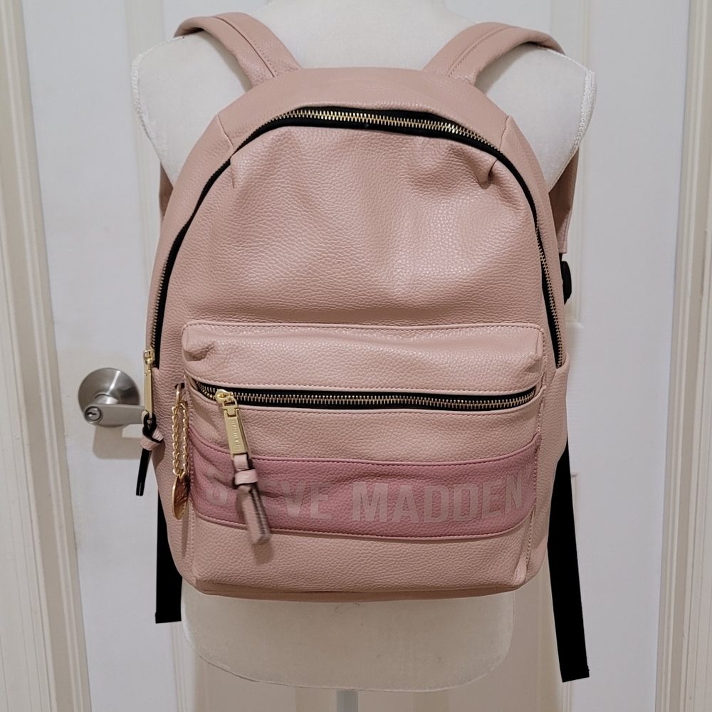 Steve Madden Rose Gold Pebbled Leather Backpack